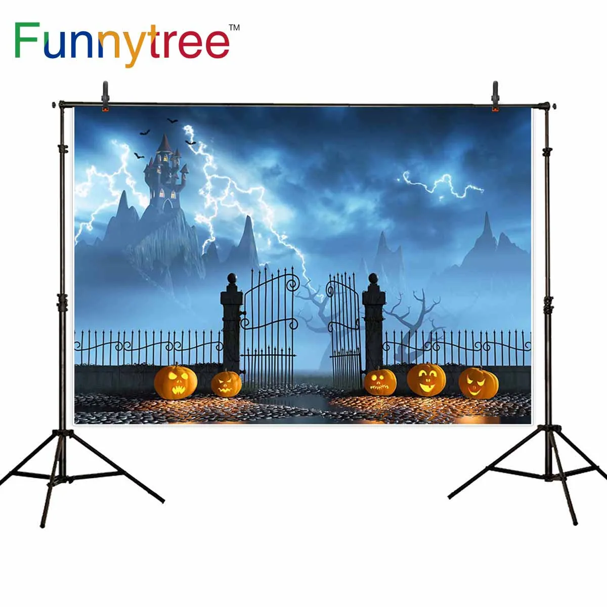 Фон Funnytree для фотостудии винтажные железные ворота Хэллоуин Тыква Декор замок