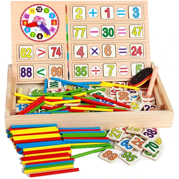 

Free Shipping!Baby Toy 2 in 1 Montessori Wooden Toy Math Box Counting Sticks Child Educational Toy Building Bloks gift