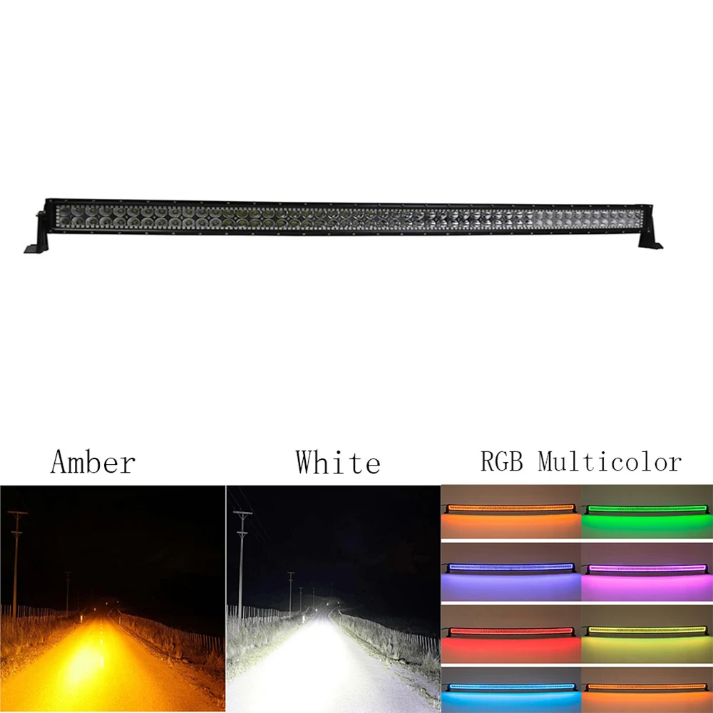 Nicoko Straight 240W 42" Amber White Led light bar for truck with RGB