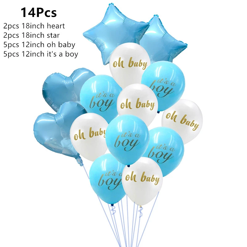 Воздушный шар на день рождения Babyshower, воздушный шар на день рождения для мальчиков/девочек, украшение для вечеринки на день рождения, воздушный шар для детей, декор для детей, воздушные шары - Цвет: 14pcs boy baby set