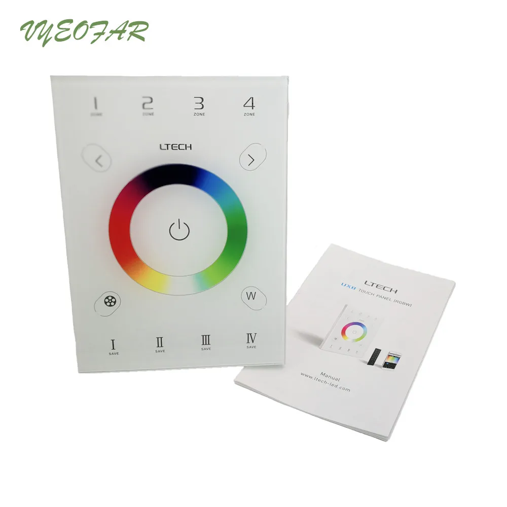  New UX8 LED RGBW Controller RF2.4G and DMX512 4 zone Multi Function 146mm Wall Glass Touch Panel RG - 32798502493