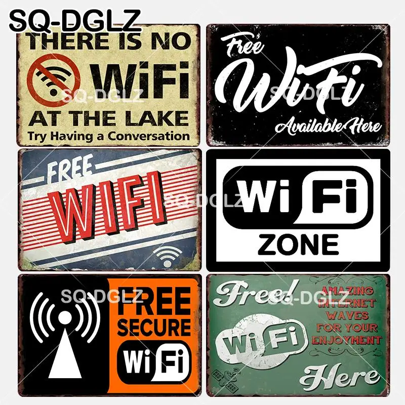 Жестяной настенный плакат с Wi Fi зоной декоративное украшение для стен доступно
