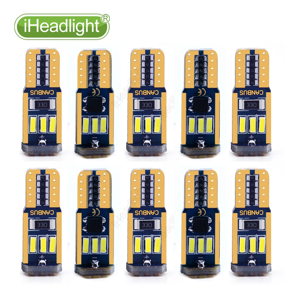 10 шт. T10 светодиодный Canbus без ошибок W5W/194 9 s 4014 SMD лампа белый 12В 6000K интерьер