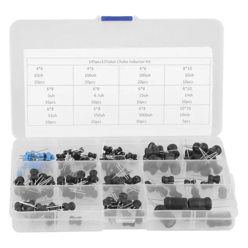 

145Pcs 10uH-10mH 12 Values Choke Inductors Assorted Kit With High Quality