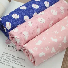Хлопковая ткань в японском стиле с принтом кролика для рукоделия, швейная ткань, детская подушка, домашний текстиль, пэчворк