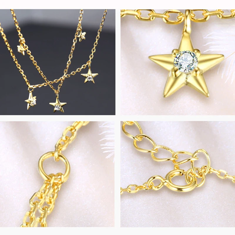 Fine Jewelry 100% 925 Sterling Silver Summer Ankle Bracelet Gold Anklet Elegant Star Foot Leg Chain Charm for Women Gift (13)