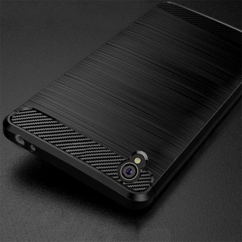 Ojeleye حالة لسوني اريكسون L1 حالة الكربون الألياف لسوني L1 حالة غطاء السيليكون فرشاة قذيفة لسوني اريكسون e6 G3311 G3312