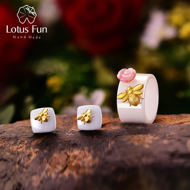 US $31.21 Lotus Sterling Silver Natural Handmade Jewelry Ceramics