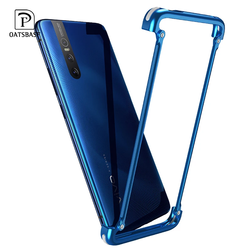 

OATSBASF Luxury Metal Frame Shape with Airbag Case For VIVO X27 Case Personality Metal Bumper For VIVO X27 Pro Bumper Back Cover
