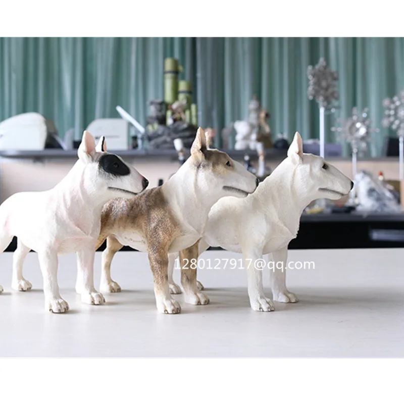

Simulation Animal DOG BullTerrier Cute Puppy Statue Home Decor Resin Action Figure Collectible Model Toy 17CM D5