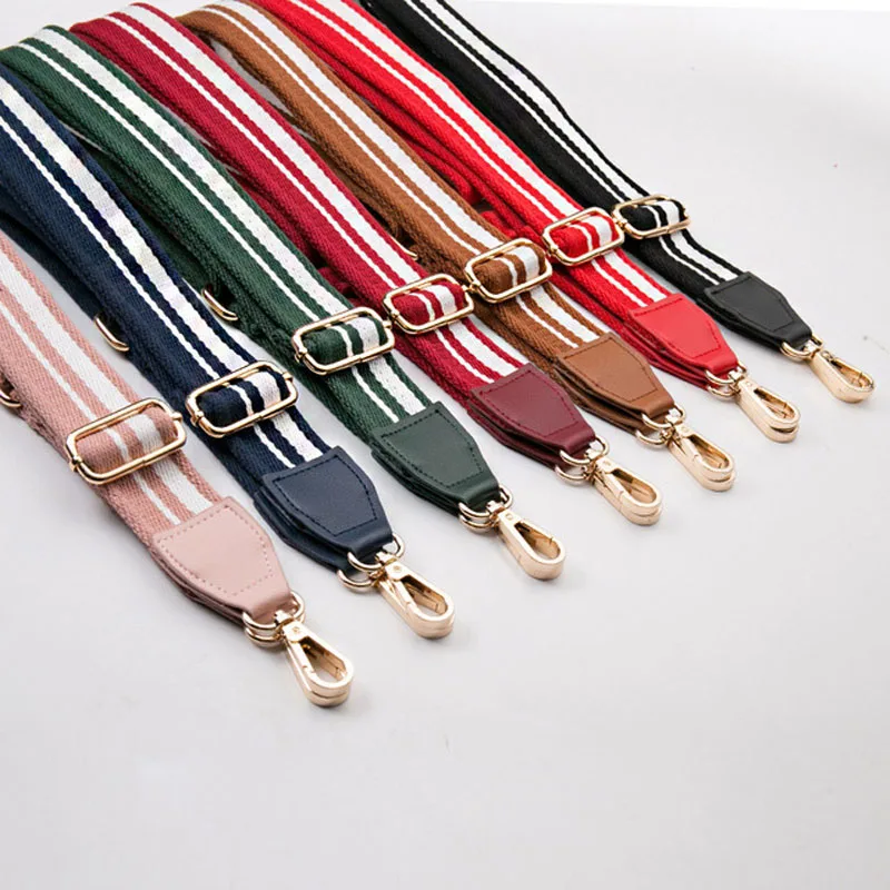 

New 140*3.8cm Women Canvas Handles For Handbags Strap Casual Shoulder Stripe Handbags Cross Body Messenger Bag Strap Belt D208