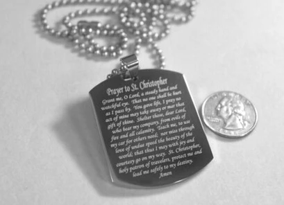 

HOT SALES ST. CHRISTOPHER TRAVELERS PRAYER DOG TAG STAINLESS STEEL DOG TAG THICK CUSTOM METAL TAG FH890262