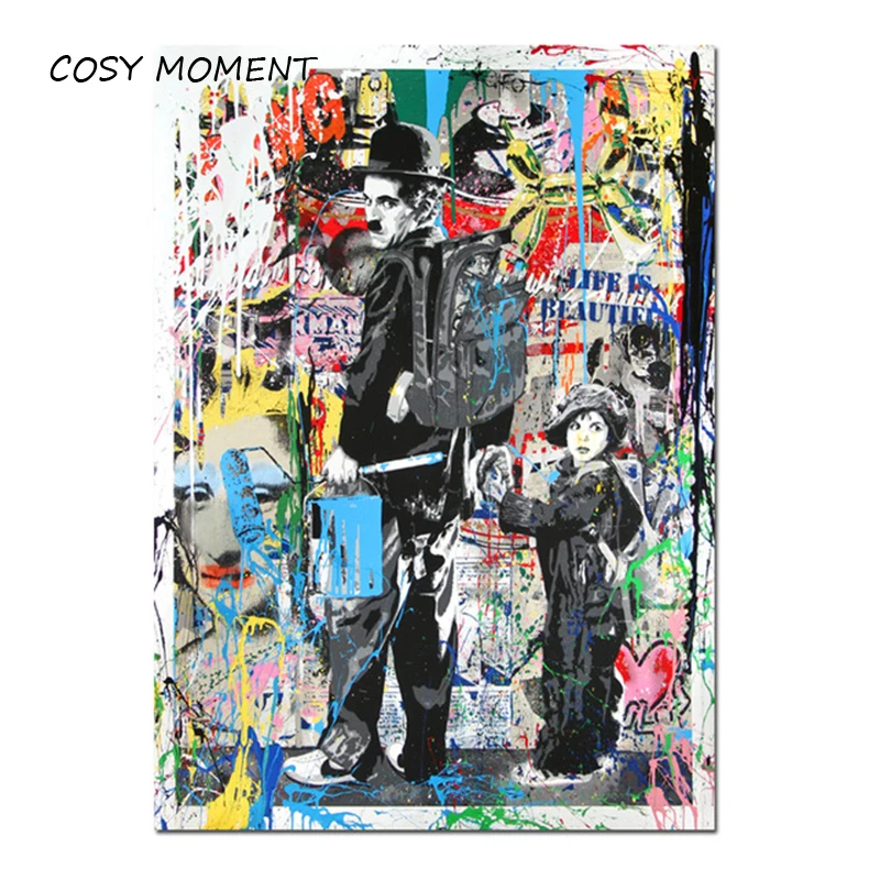 New-Graffiti-Street-Wall-Art-Abstract-Modern-Flow-color-Charles-Chaplin-Portrait-Canvas-Oil-Painting-On
