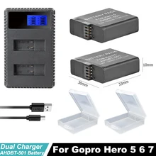 2x Hero 6 Hero7 battery Hero 5 Batteries + USB Dual LCD Smart Charger For GoPro Hero 7 hero5 hero 6 Black Action Acceessories hero