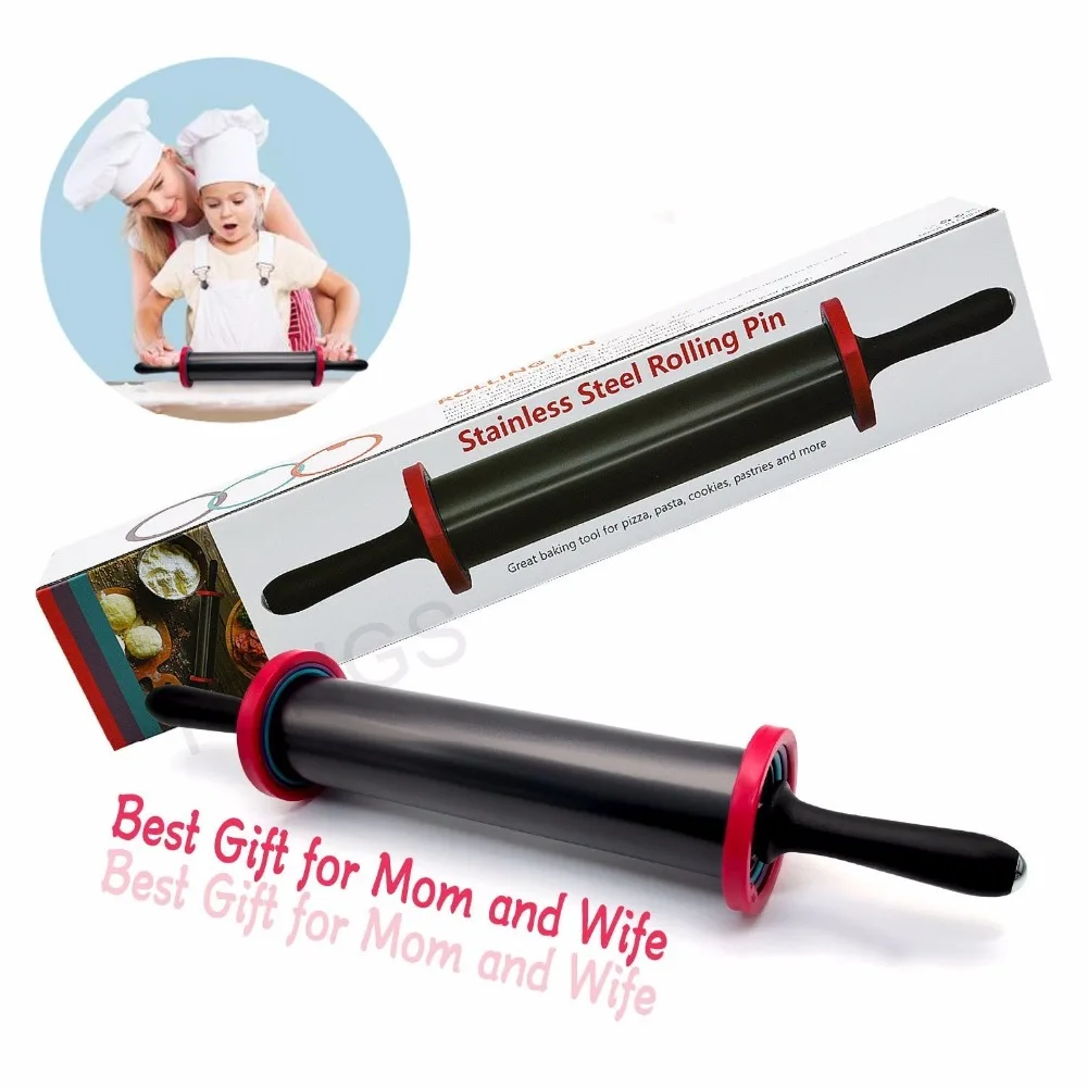 Stainless Steel Rolling Pin With Adjustable Thickness Rings – 4