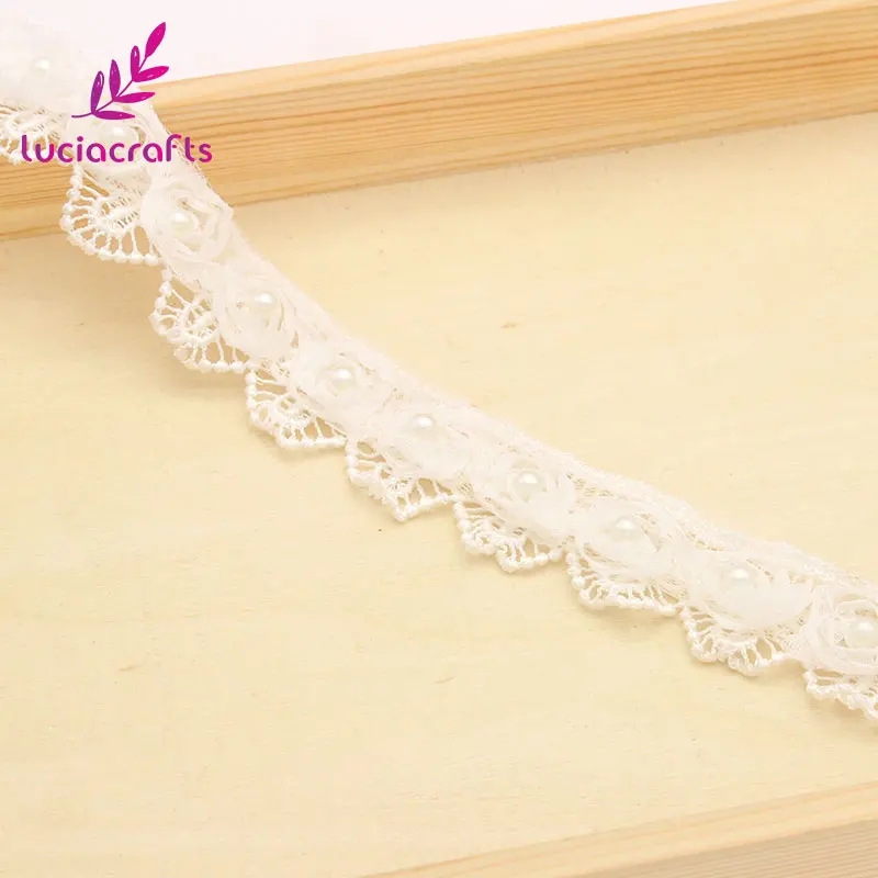 Lucia crafts 1 ярд белый вышитый бисером кружевной отделкой ленты с кисточками для самостоятельного пошива одежды/материалы для свадебного платья N0802