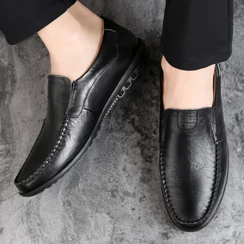 

Summer Leather Shoes Men Loafers Breathable Shoes Shallow Casual Shoes Moccasins Comfortable Flats Slip On Zapatos De Hombre