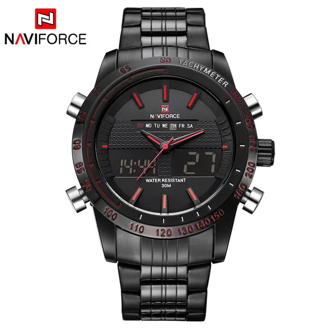 Relogio masculino NAVIFORCE роскошные мужские модные спортивные часы мужские кварцевые цифровые аналоговые часы мужские наручные часы 9024 Прямая поставка - Цвет: black red