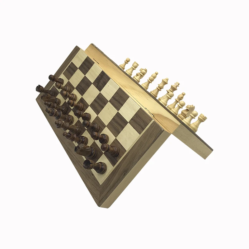 Yernea Magnetic Chess Games Wooden Chessboard Outdoor Chess Set Games Solid Wood Pieces Magnetic Folding Chessboard