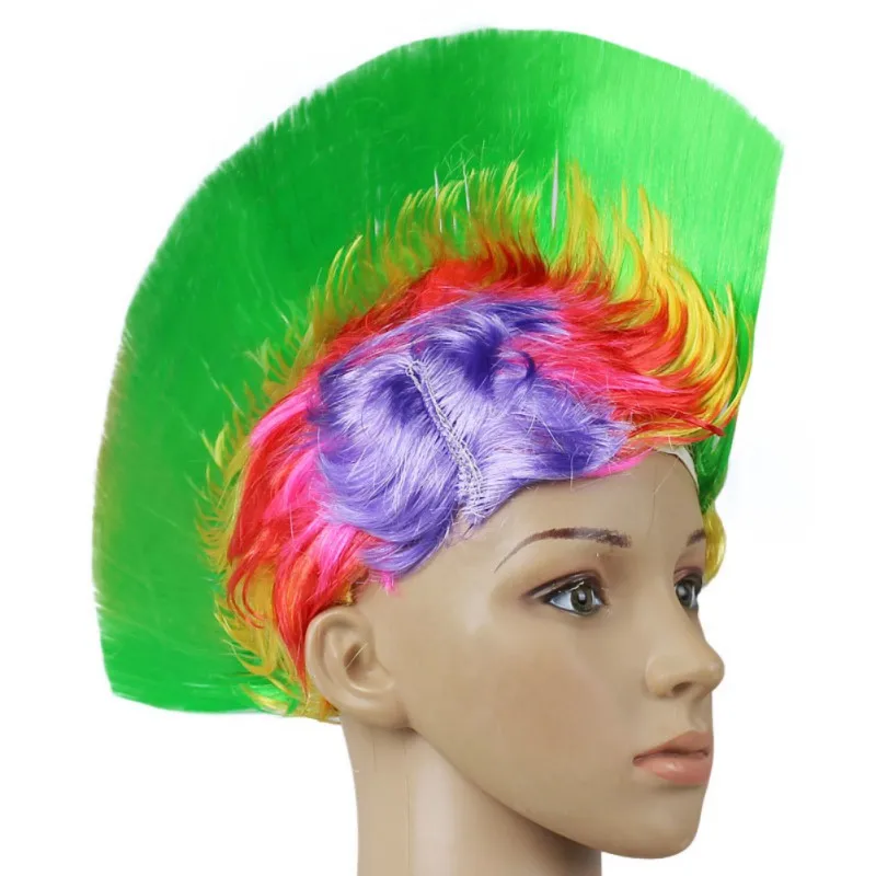 Горячая Радуга Mohawk волосы парик причудливый костюм панк Рок парики Хэллоуин Косплей Вечерние - Цвет: EG