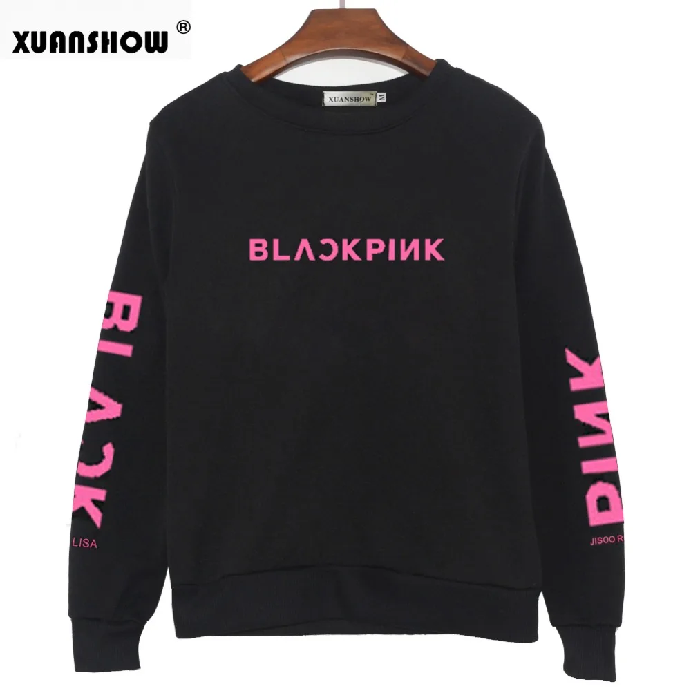 XUANSHOW 2018 BLACKPINK Album Kpop Sweatshirt Hip Hop Casual Letters Printed  Hoodies Clothes Pullover Printed Long Sleeve Tops