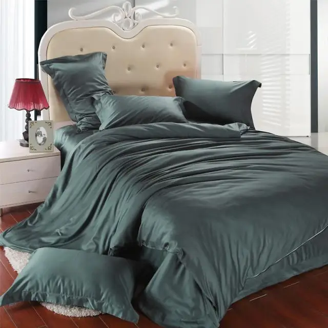 Luxury Dark Green Bedding Set King Size Queen Duvet Cover Bed