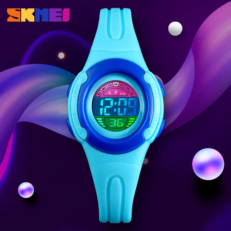 SKMEI Luminous Children Watch Fashion Digital Back Light 5Bar Waterproof Buckle Student Running Wristwatch Outdoor Casual Clock