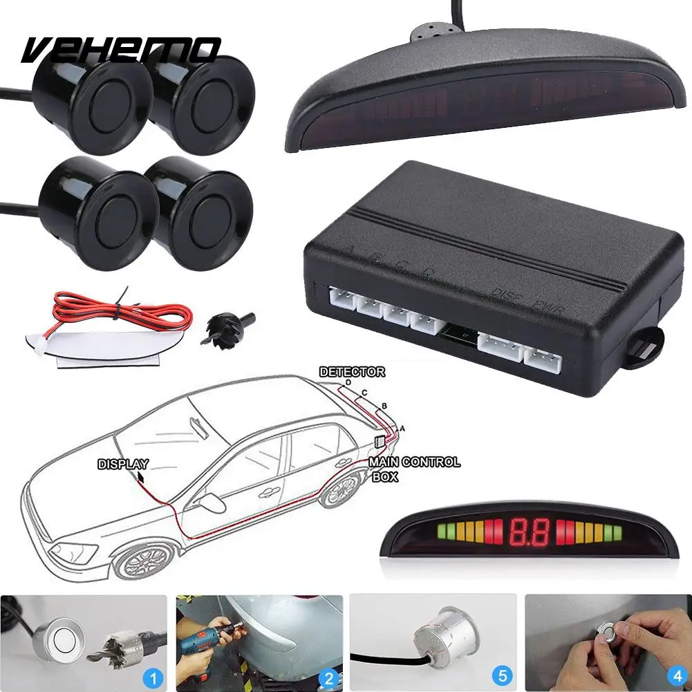 VEHEMO 12 V pantalla LED de seguridad para coche Sensor de aparcamiento de Radar reverso para automóvil VEHEMO 12 V pantalla LED de seguridad para coche Sensor de aparcamiento de Radar reverso para automóvil