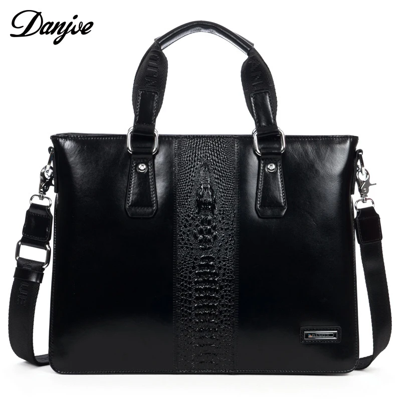

DANJUE Natural Leather Briefcase Men Business Shoulder Bag Oily skin Genuine Leather Crossbody Bags Mens Trendy Male Handbag