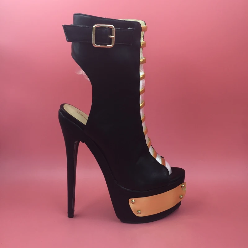 peep toe open heel booties
