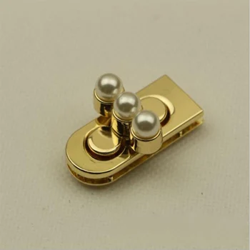 

Light gold luggage hardware accessories Pearl twist lock mortise lock Bag hardware accessories lock