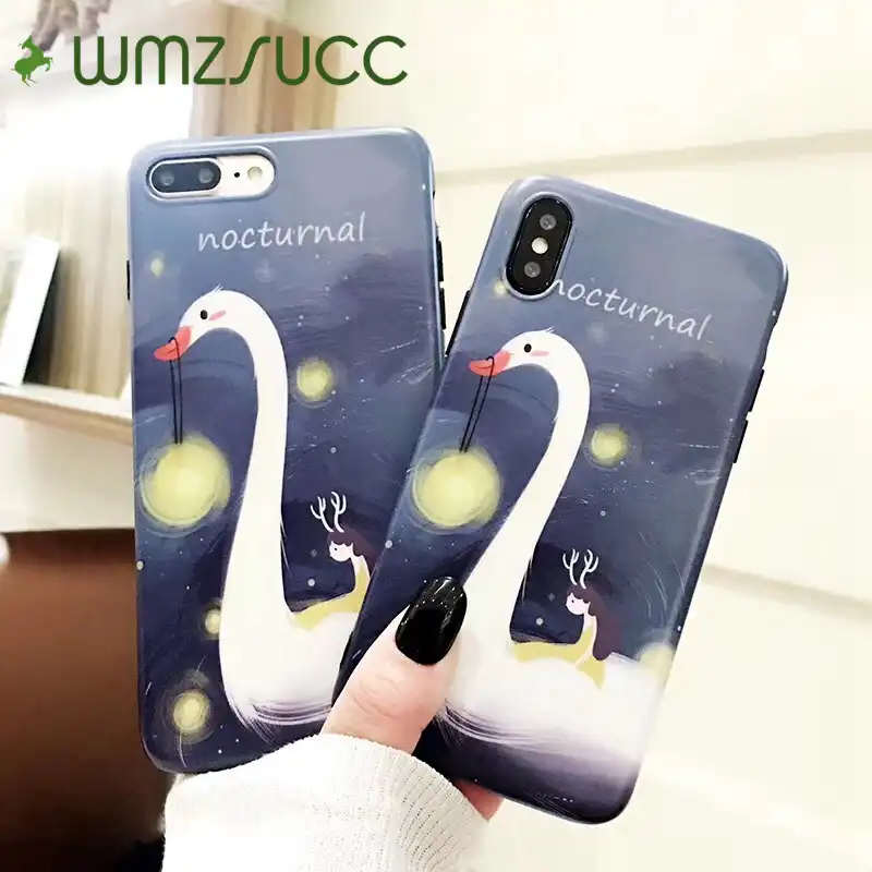 WMZSUCC Глянцевая сказка Гусь мягкие чехол для iPhone X 8 7 задняя крышка в виде ракушки 6