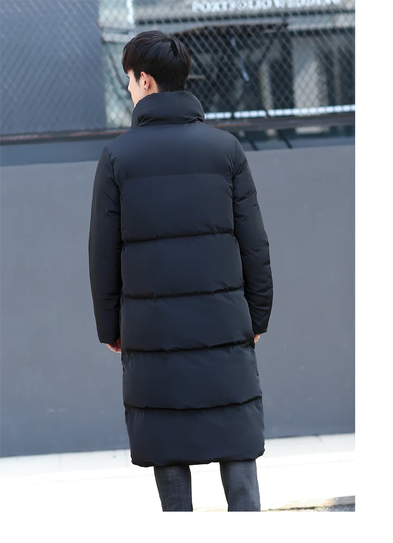 Новая одежда Куртки Бизнес длинное плотное зимнее пальто Мужская однотонная парка модное пальто Верхняя одежда хлопковая стеганая куртка для мужчин