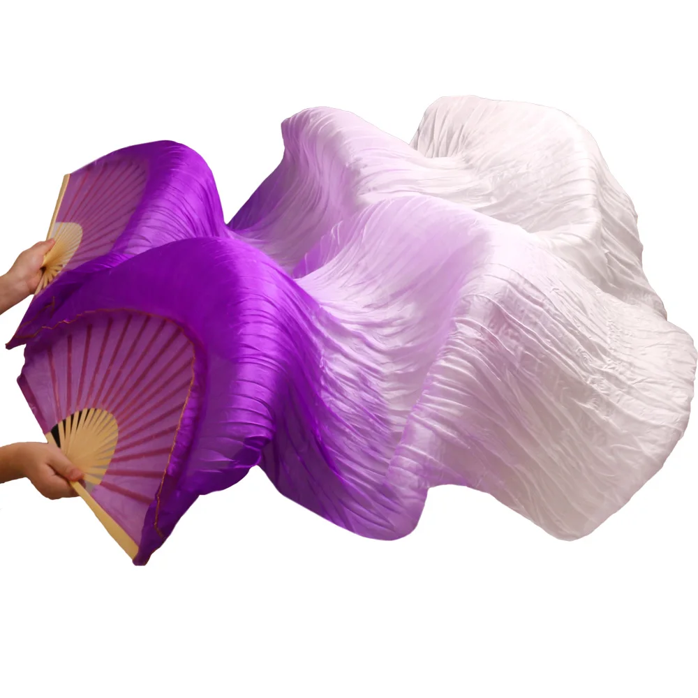 2018 New Arrivals High Quality Chinese Silk Fans 1 Pair Handmade Silk Belly Dance FansPurple+Light purple+White Colors 180*90 cm 2018 New Arrivals High Quality Chinese Silk Fans 1 Pair Handmade Silk Belly Dance FansPurple+Light purple+White Colors 180*90 cm
