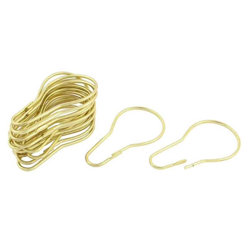 

20 Pieces Gold Tone Calabash Design Shower Curtain Rings Hooks Metal Bathroom