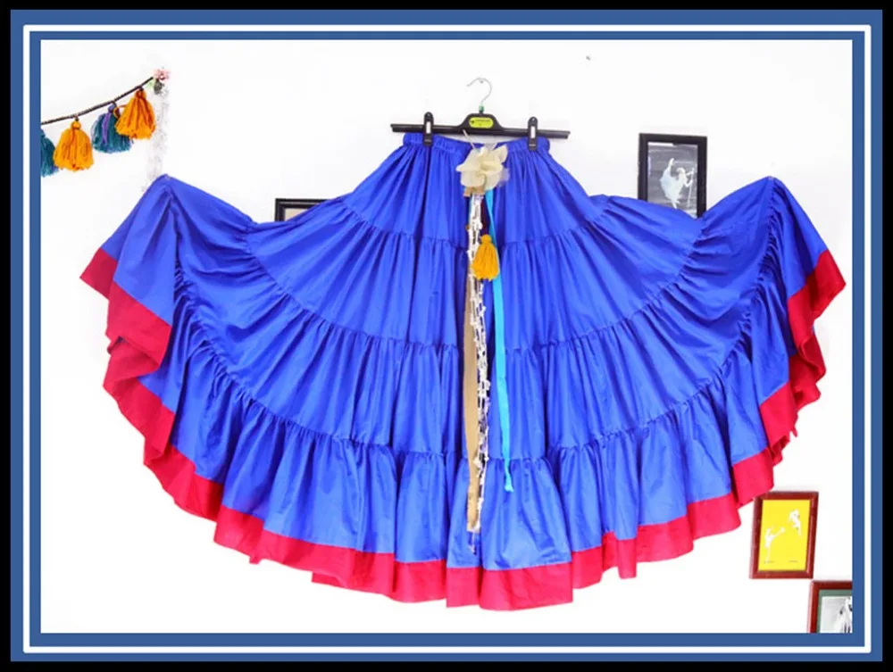 

cotton 4tiered 18yards Ats Gypsy tribal belly dance skirt with border EI49