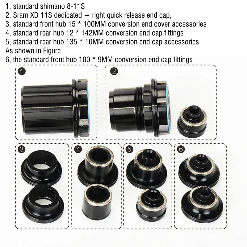 

Koozer MTB Bicycle Hubs Converters XM490 XM470 XM460 Hub Caps Mountain Bike Hubs End Cap Adapter QR Or THRU Cap XD Adaptor