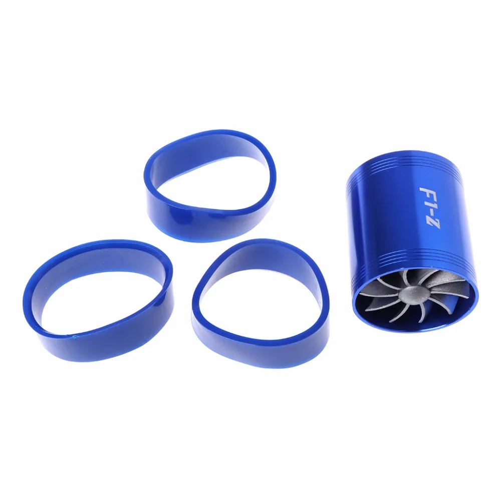 

Hot Sale Blue F1-Z Double Supercharger Fuel Gas Saver Fan Universal Turbine Turb Air Intake G6KC