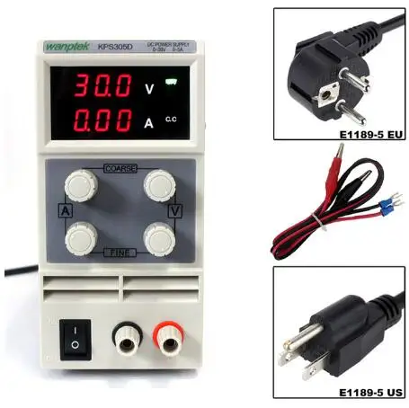 

KPS305D Adjustable precision double LED display switch DC Power Supply protection function 0-30V/0-5A 110V-230V 0.1V/0.01A EU