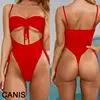 Maillot de bain taille haute pour femmes, ensemble une pièce Sexy rembourré, Monokini, vêtements de plage, vêtements de plage, à lacets ► Photo 3/6