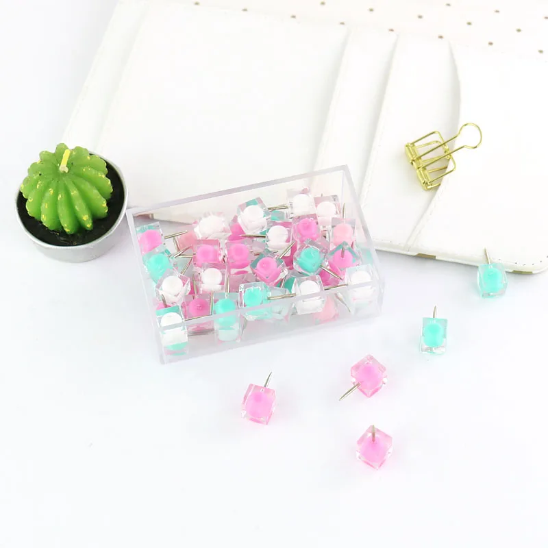 Transparent Color Thumbtack Plastic Push Pin for Photo Wall Soft Board Wood Cork Board map pins fashion creative-gift TUTU H0242 push pins