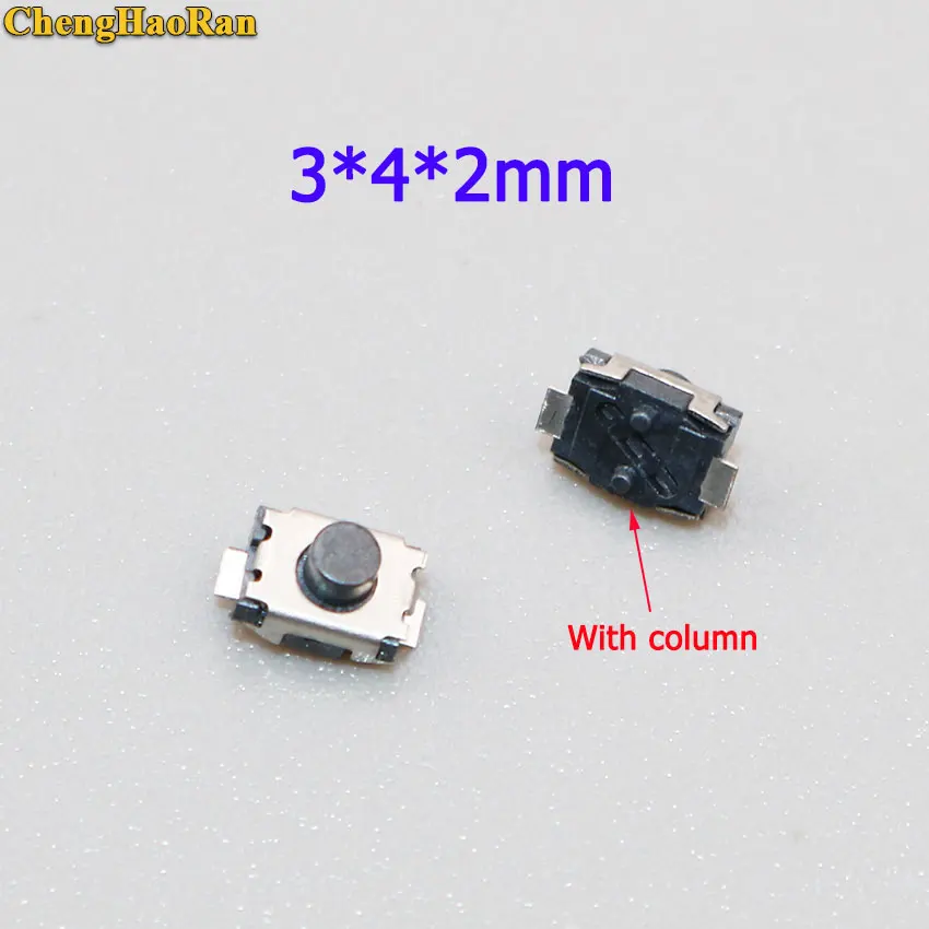 

ChengHaoRan 1pcs SMD 3*4*2mmMicro button 3X4X2 tact switch 2 little turtle single shrapnel temperature 3x4x2MM 2PIN with column