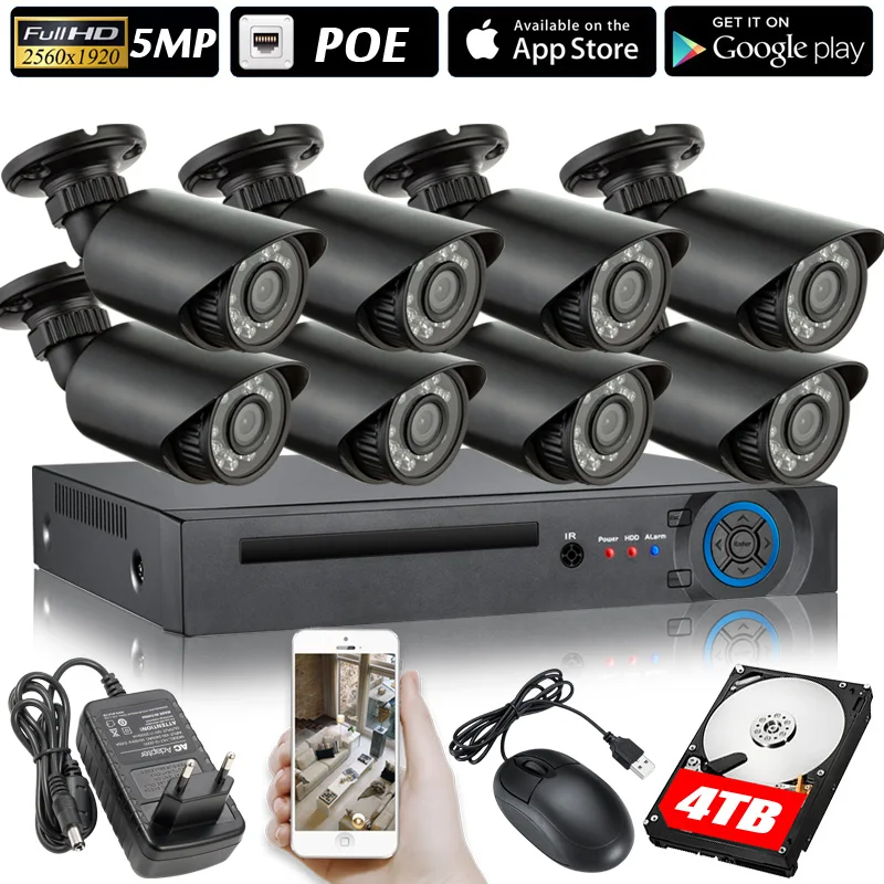 

Golden Security 5.0MP 48V POE 8CH NVR Kit CCTV System IP Camera P2P IR IP66 Outdoor Weatherproof Video Security Surveillance