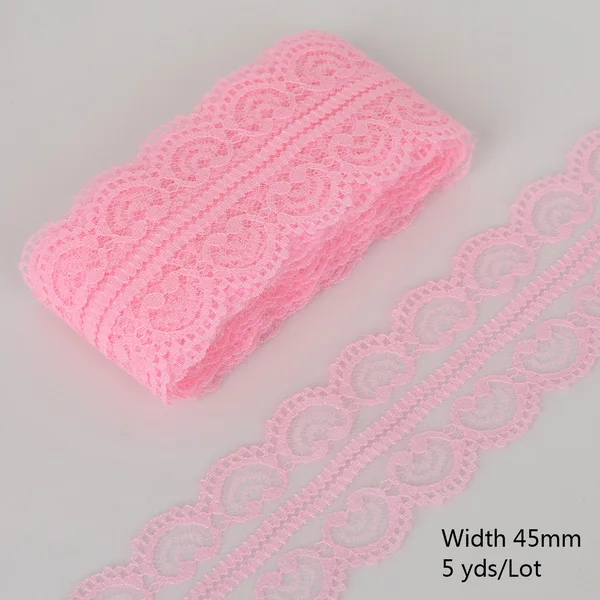 5 ярдов/лот кружевная лента обшивка ткань 45 мм DIY вышитая кружевная отделка для шитья украшения ремесло DIY аксессуары для одежды - Цвет: Pink