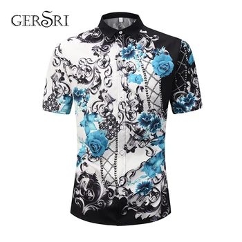 

Gersri Mens Summer Beach Hawaiian Shirt Brand Short Sleeve Plus Size Brand Shirts Men Casual Holiday Vacation Clothing for Male
