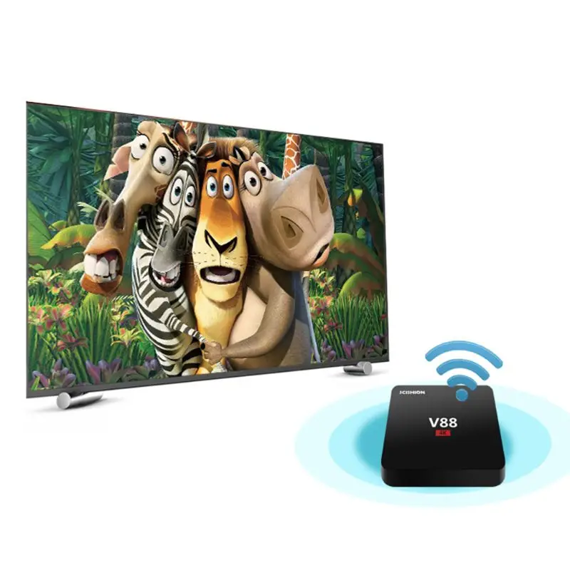 1Set V88 Android 7.1/8.1 RK3229 Quad Core Smart TV Box 1GB+8GB/2GB+16GB HD WiFi Multimedia Player Set Top Box