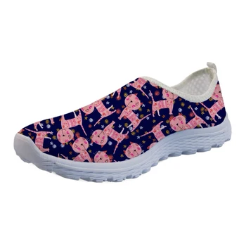 

NOISYDESIGNS Cute Girls flat Shoes Woman Cartoon Animal Cat Printed Summer Women Loafers Shoes Beach Slip-on Lazy Shoes Mujer