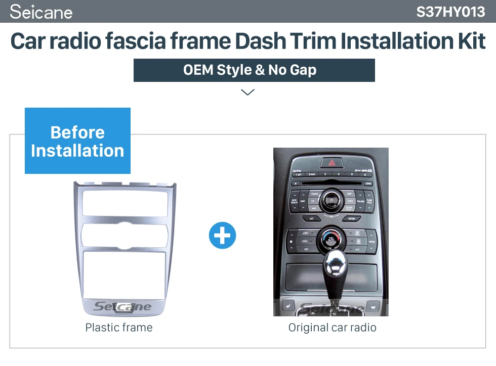 Seicane Silver 2Din 2009-2012 Genesis Coupe 2008+ Rohens Coupe Auto AC LHD Car Radio Fascia DVD Frame Dash Installation Kit Audio Cover 