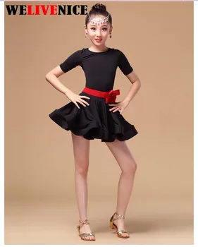 

Dansangels long sleeve ballroom lace floral Latin dance one-piece dress for little girl/children/kids, costume performance wear