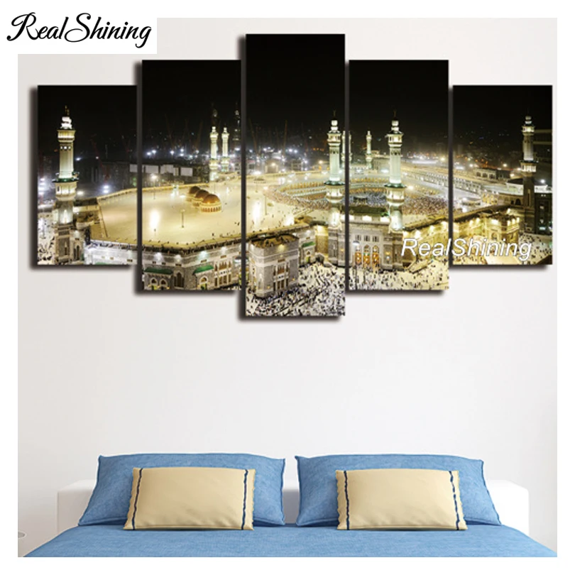 

REALSHINING Full Square Needlework 5D DIY Diamond Painting Islamic Castle Diamond Embroidery Cross Stitch Mosaic Decor FS324